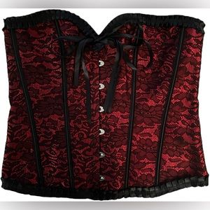 Red & Black lace Corset 3x